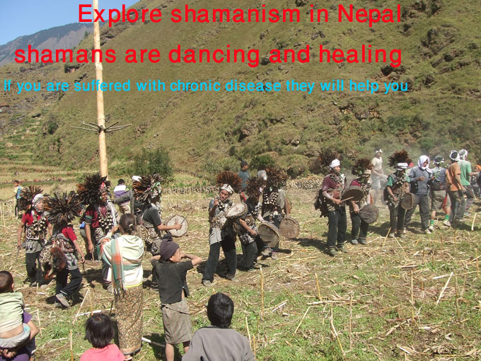 shamans are dancing and healing to drive away bad evils from village